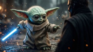 Baby Yoda Lightsaber Duel