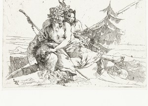 Bacchante en sater en vrouwelijke faun