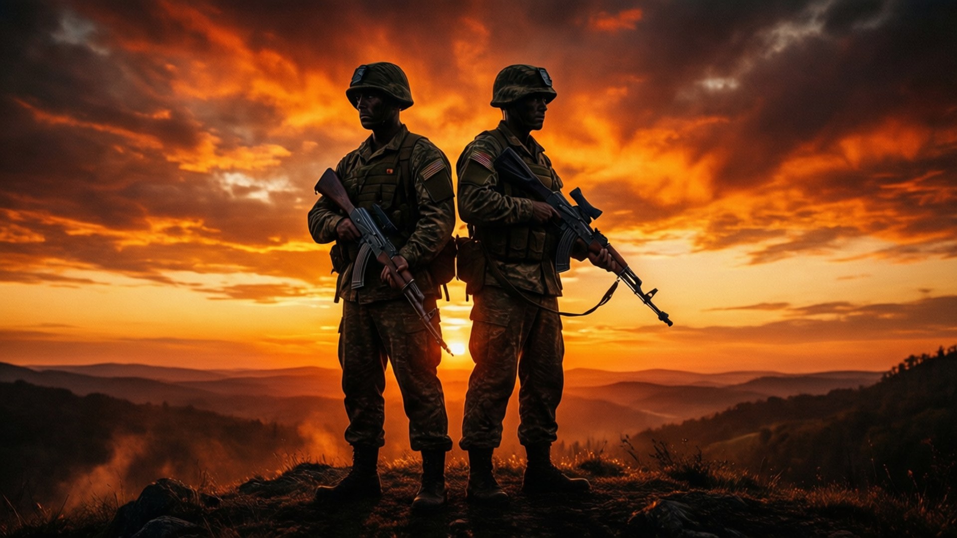Back to Back Sunset by Wallpapers.art Studio