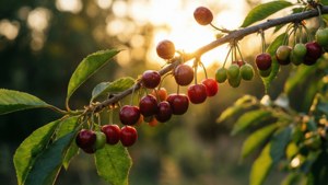 Backlit Brush Cherry Branch