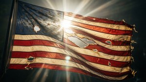 Backlit Tattered Flag