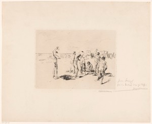 Badende jongens bij het strand