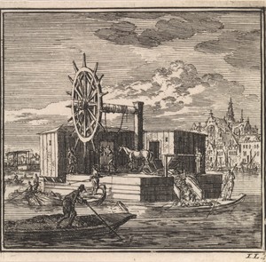 Baggermolen aan de rand van een stad