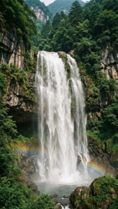 Baishuizhai Waterfall Rainbow