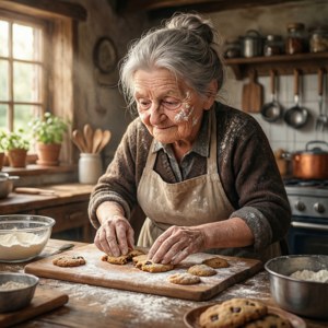 Baking Grandma Cartoon