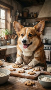 Baking with Corgi