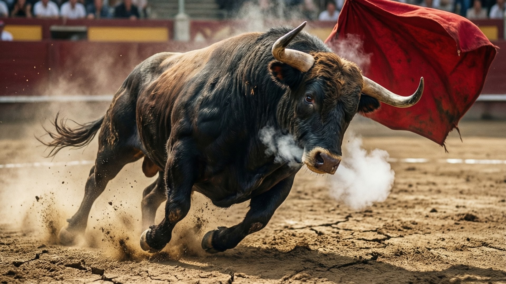Bald Bull Charge by Wallpapers.art Studio