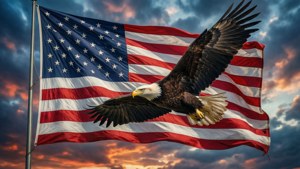 Bald Eagle and Flag