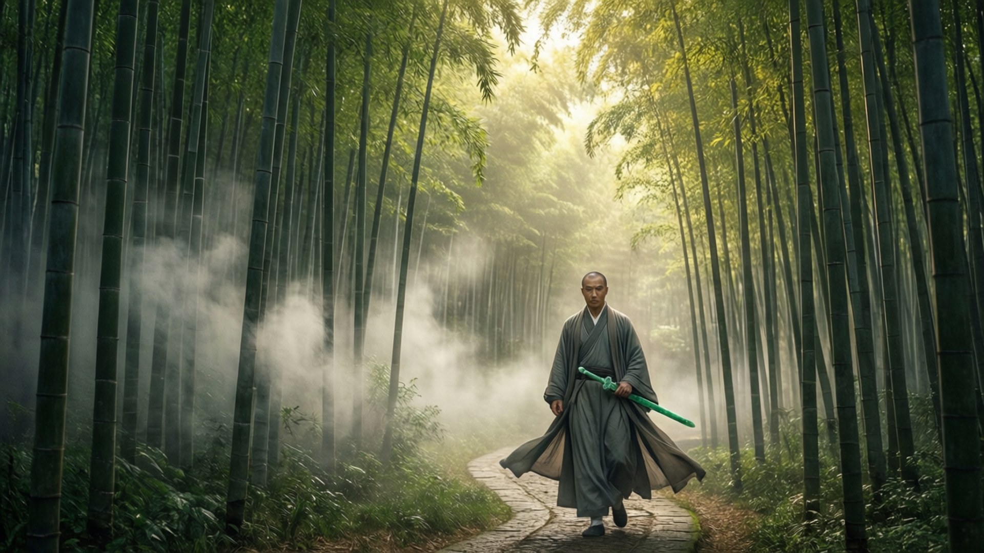Bamboo Path Dawn by Wallpapers.art Studio