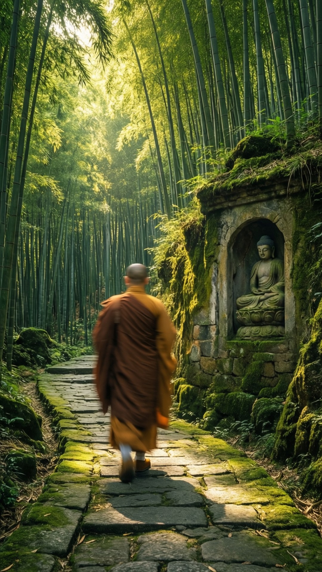 Bamboo Path Monk by Wallpapers.art Studio