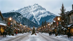 Banff Avenue Winter Evening