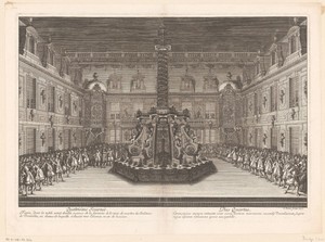 Banket bij de fontein in het Cour de Marbre te Versailles