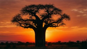 Baobab Sunset Silhouette