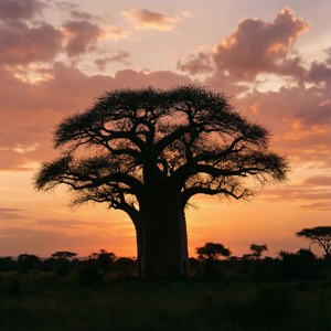 Baobab Sunset Silhouette