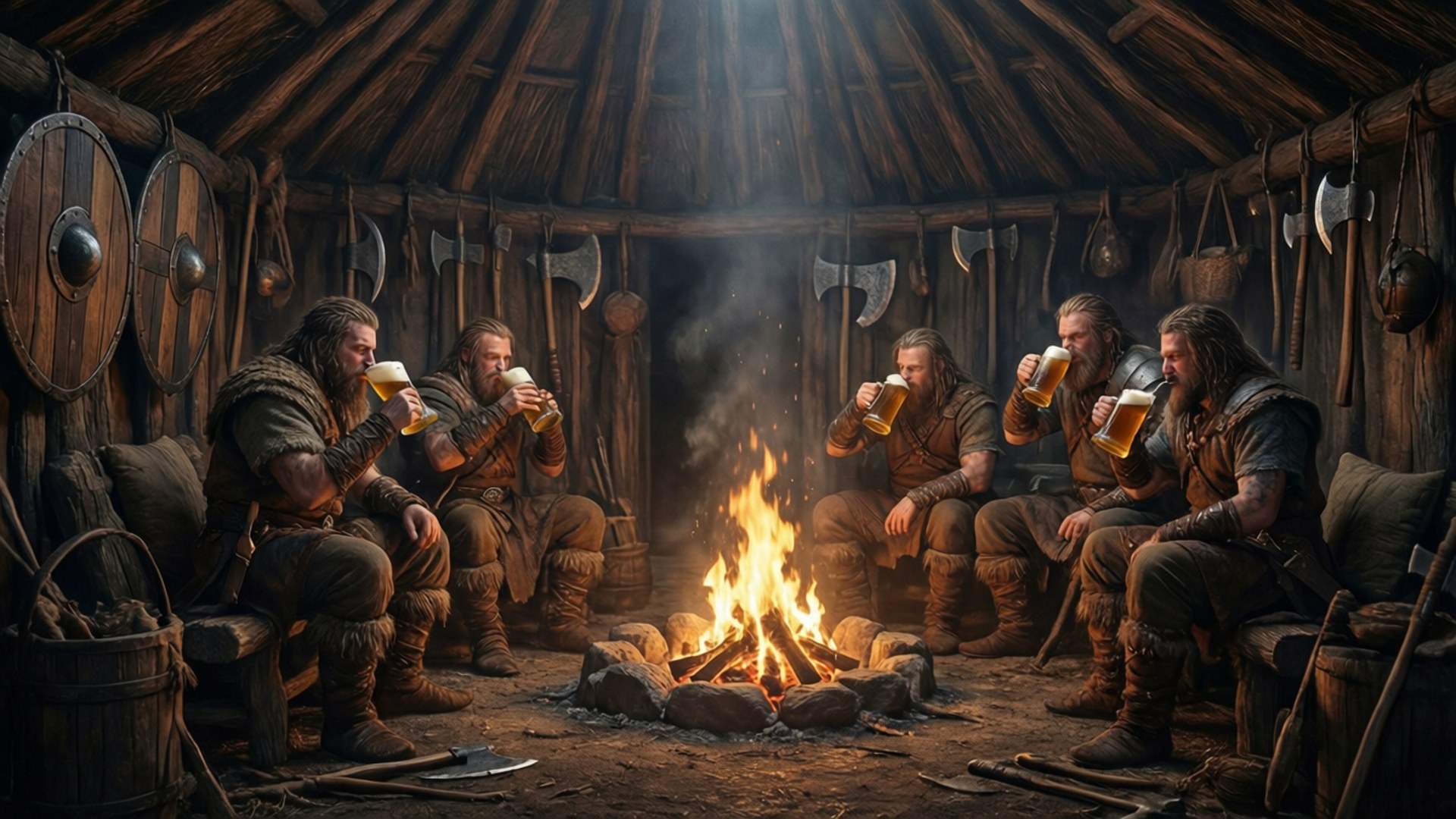 Barbarian Longhouse Feast by Wallpapers.art Studio
