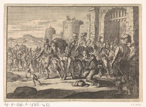 Baron de Frangipani neemt afscheid van de bodem wanneer de Spaanse bezetting Frankenthal verlaat, 1652