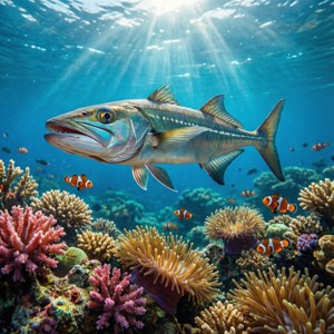Barracuda at Coral Reef
