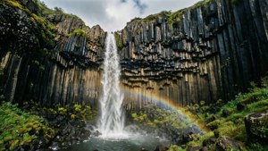 Basalt Waterfall Rainbow