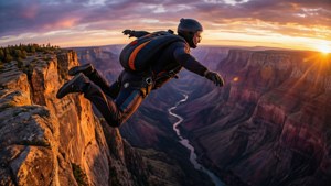 Base Jump Sunset Leap