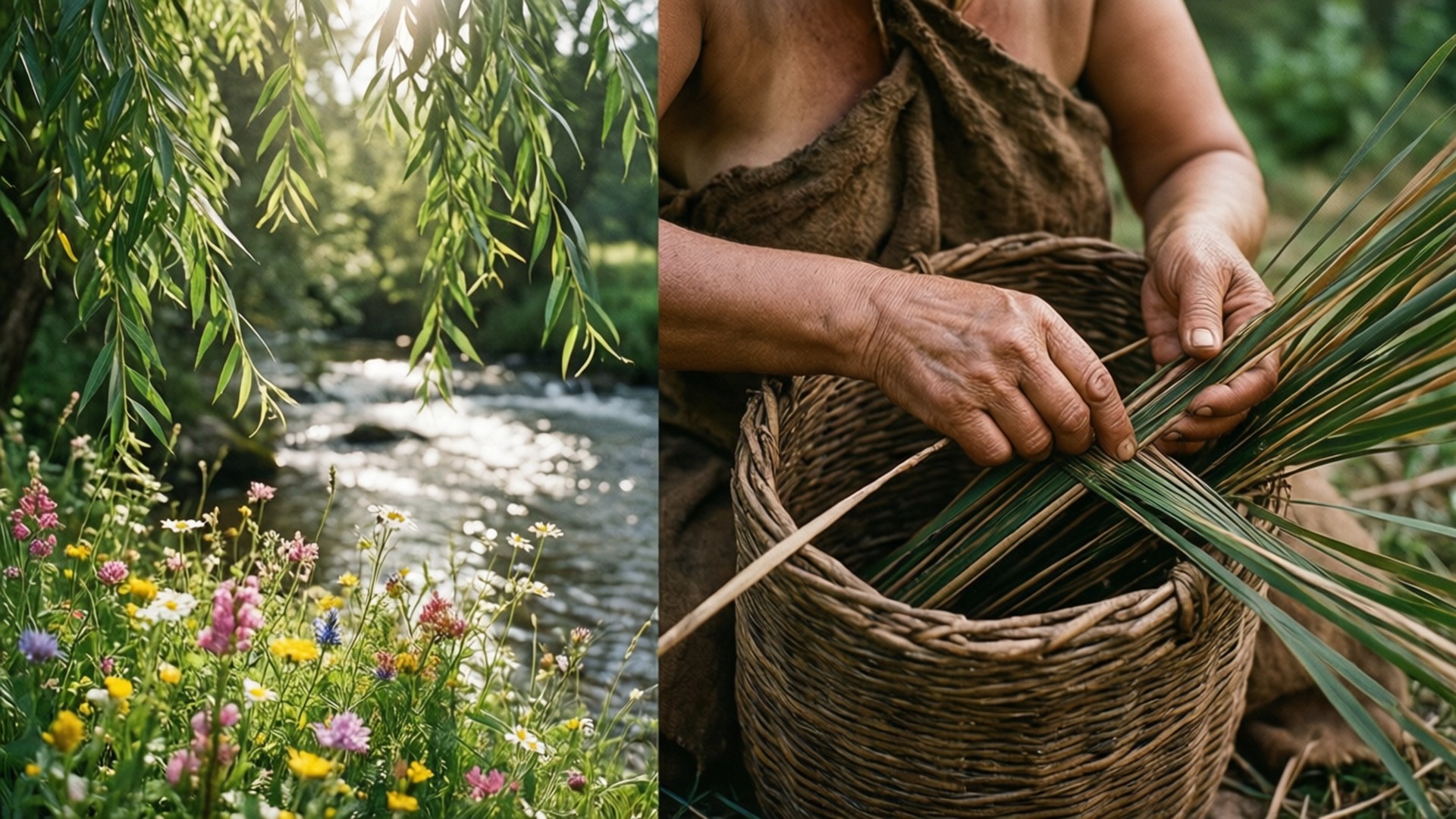 Basket Weaver by Stream by Wallpapers.art Studio