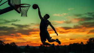 Basketball Sunset Silhouette