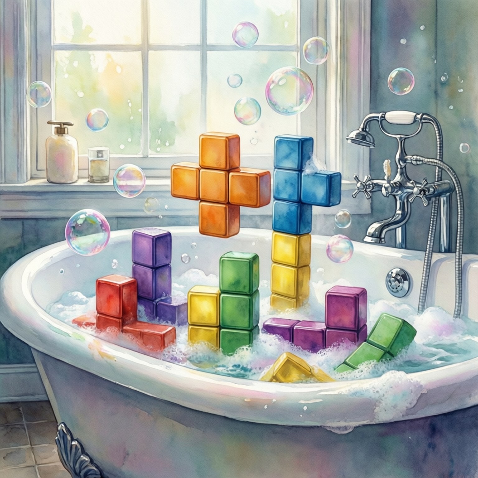 Bathtub Bubble Blocks by Wallpapers.art Studio
