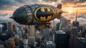 Batman Airship Over Gotham
