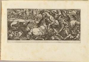Battle Scene with Two Horses Attacking Each Other