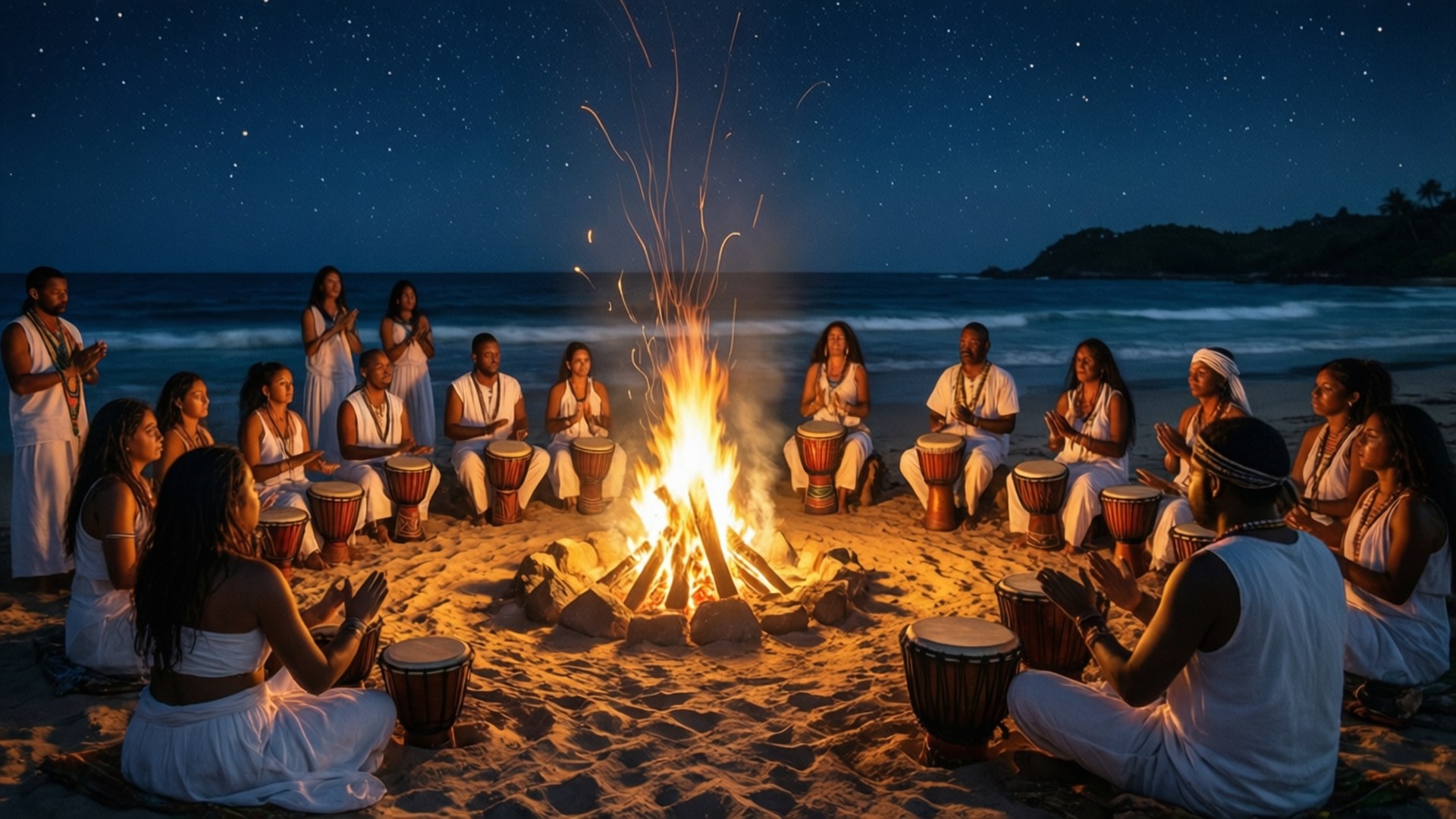 Beach Bonfire Ceremony by Wallpapers.art Studio