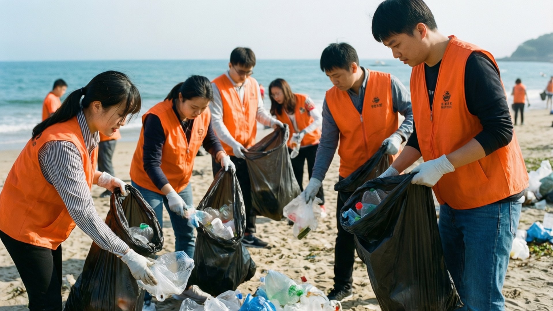 Beach Cleanup Effort by Wallpapers.art Studio