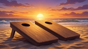 Beach Cornhole Sunset