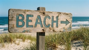 Beach Direction Sign