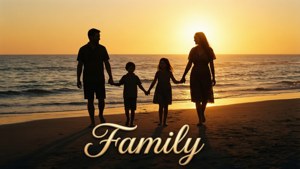 Beach Family Silhouette