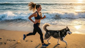 Beach Run with Husky