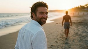 Beach Smile Over Shoulder