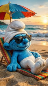 Beach Smurf Cat