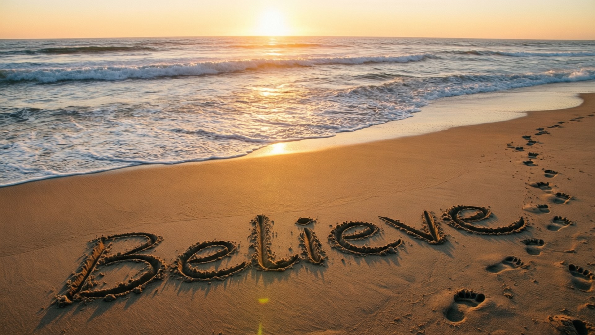 Beach Sunrise Believe by Wallpapers.art Studio