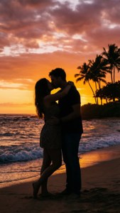 Beach Sunset Kiss