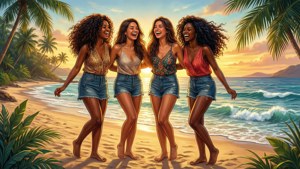 Beach Sunset Laughter