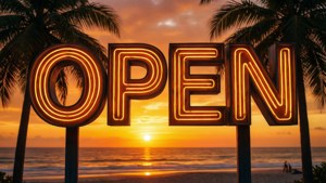 Beach Sunset Open Sign
