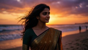 Beach Sunset Saree