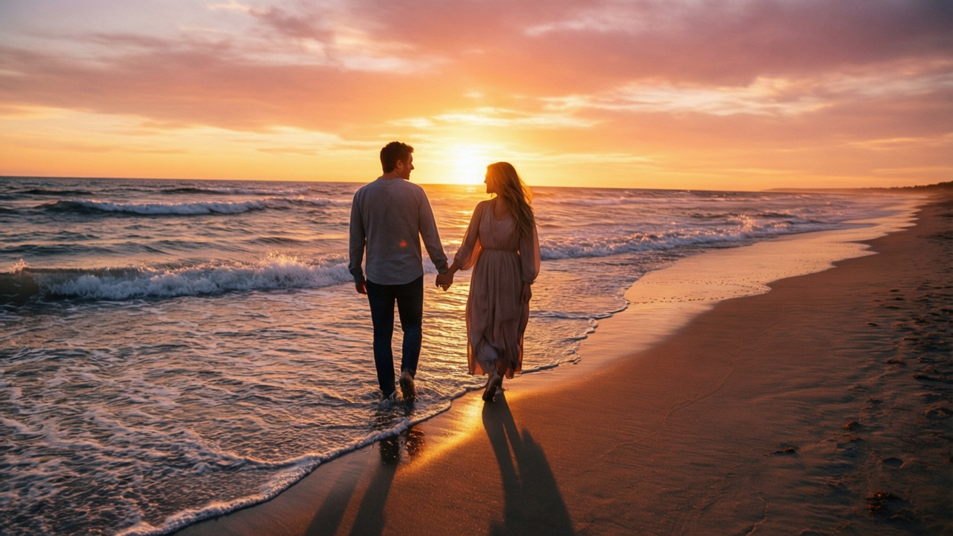 Beach Sunset Stroll by Wallpapers.art Studio