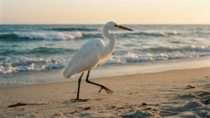 Beach Walk Egret