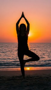 Beach Yoga Sunset Silhouette