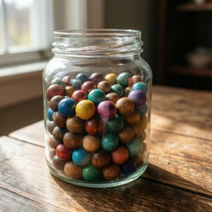Beads in Glass Jar