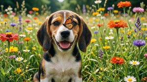 Beagle Puppy in Meadow