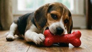 Beagle Puppy with Toy