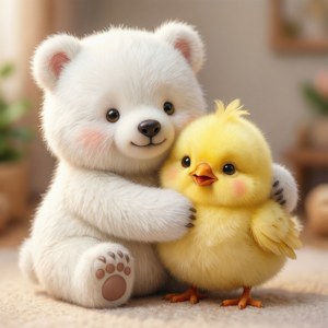 Bear and Chick Hug
