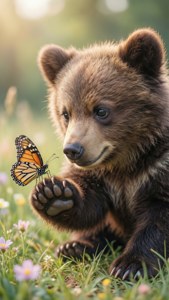 Bear Cub Paw with Butterfly