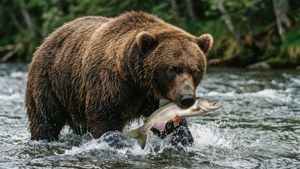 Bear Fishing in River